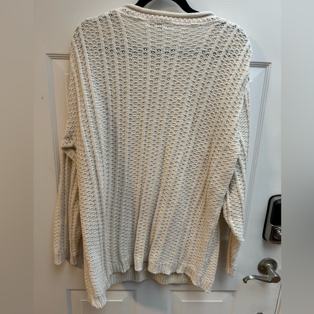 Cable Knit Fisherman Cream Sweater Cotton Oversized Fall Cozy Vintage Preppy VTG - Picture 5 of 11